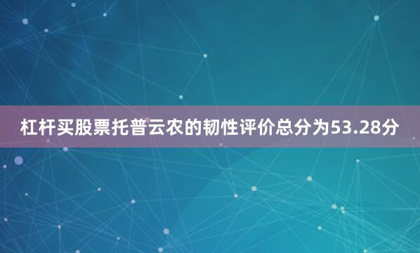 杠杆买股票托普云农的韧性评价总分为53.28分